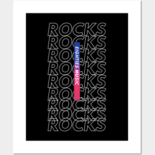 Eighties Music Rocks Repeated Text Posters and Art